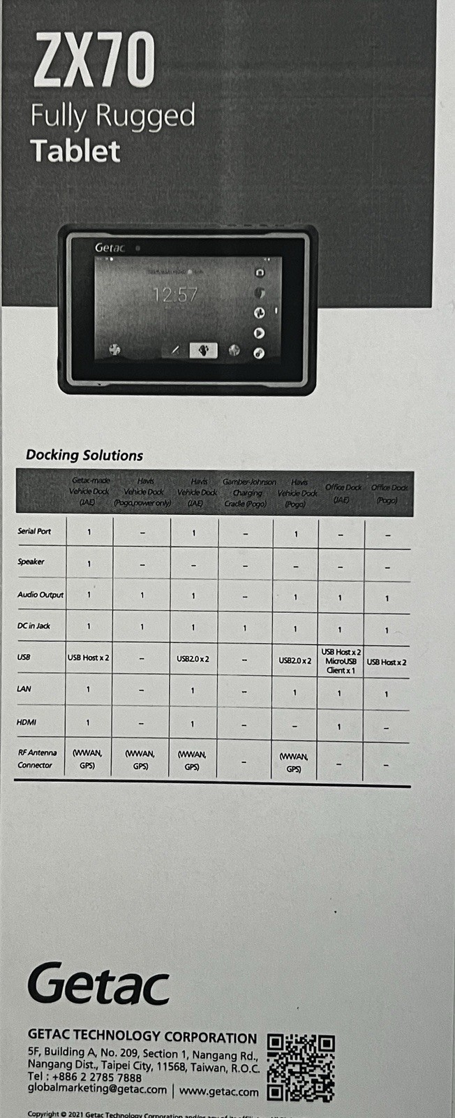 Getac ZX70 7″ Touchscreen Fully Rugged ANDROID Tablet ATOM X5 32GB eMMC WiFi+LTE