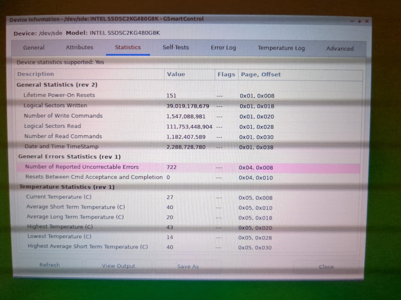 Intel 480GB SSD D3-S4610 Series TLC 6Gb/s average health