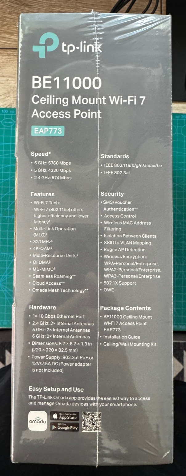 TP-Link EAP773 | BE11000 Omada Wireless Tri-Band Wi-Fi 7 Access Point Brand New