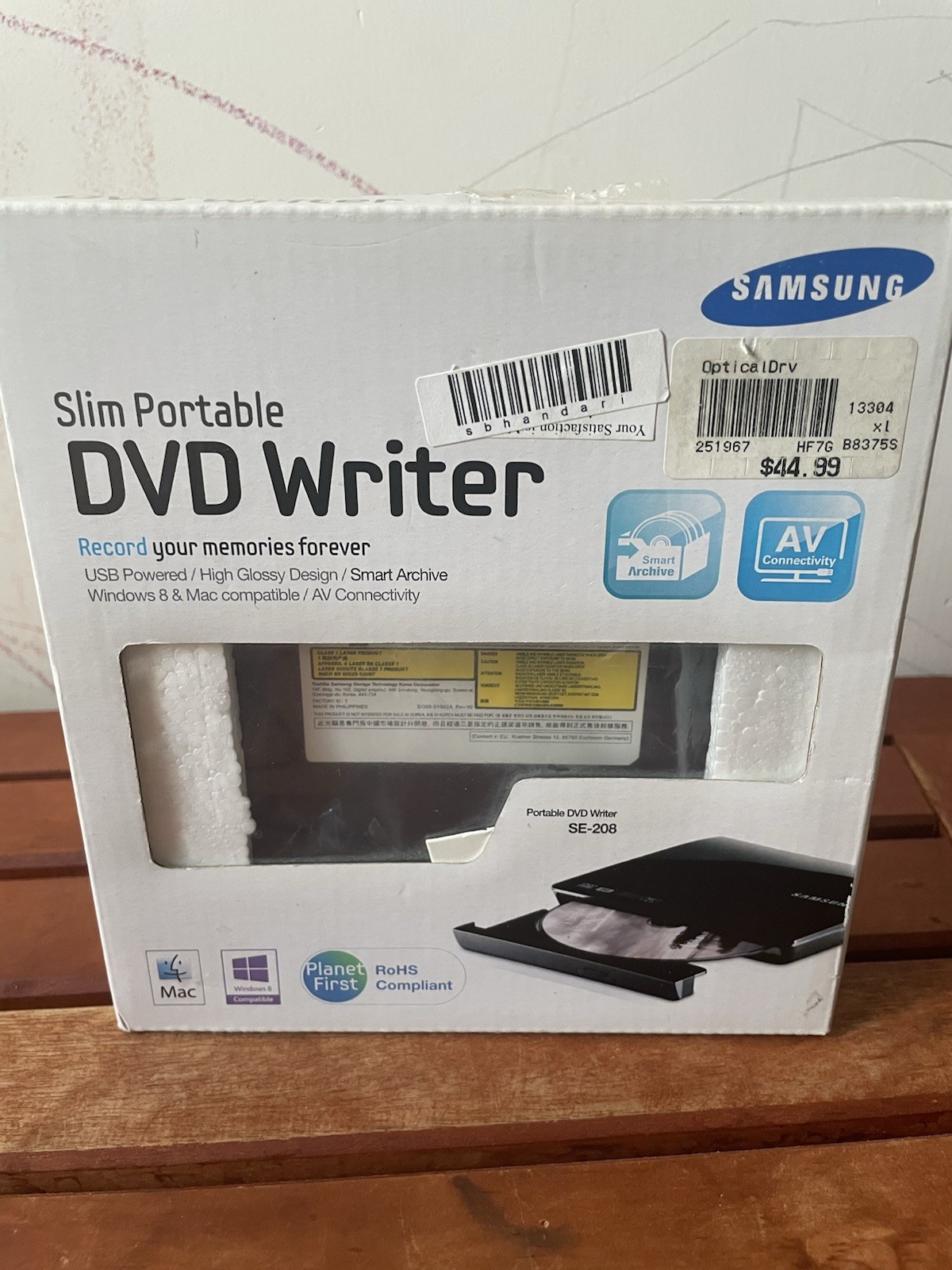 Samsung Slim Portable DVD Writer SE-208 USB External Storage Super WriteMaster