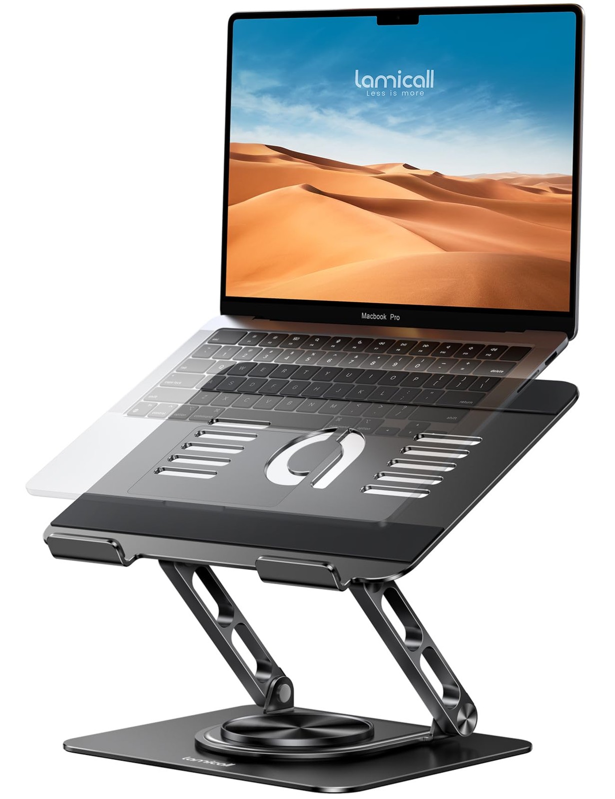 Lamicall Adjustable Laptop Stand for Desk – 360° Rotating Base Ergonomic Compute