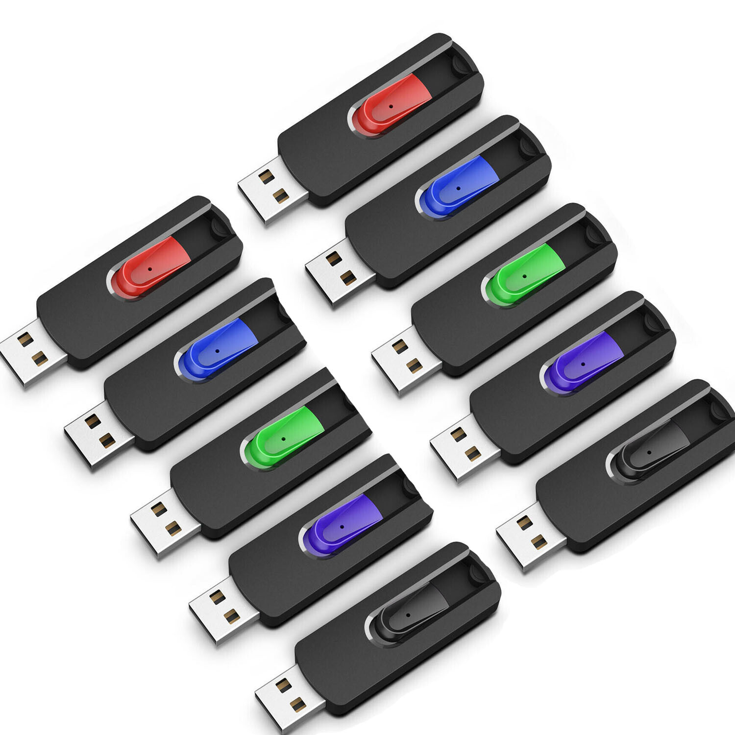 Kootion 5/10pcs USB 2.0 Retractable USB Flash Drive Memory Stick 1GB 2GB 4GB 8GB