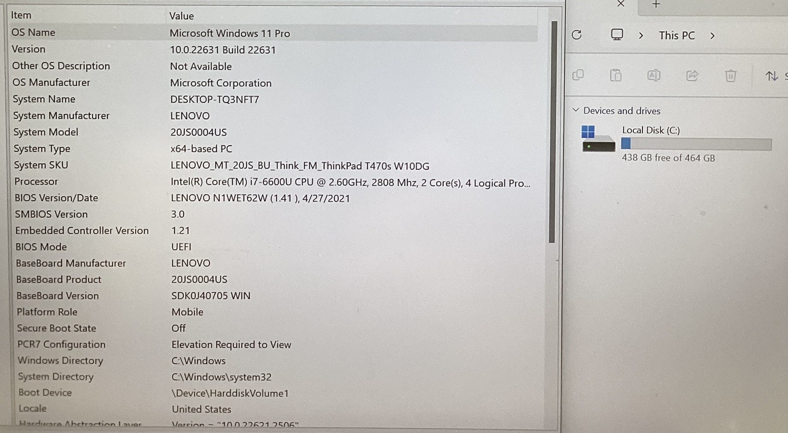 Lenovo Thinkpad T470s Core i7-6600U @ 2.60GHz 12GB RAM 512GB SSD *READ*
