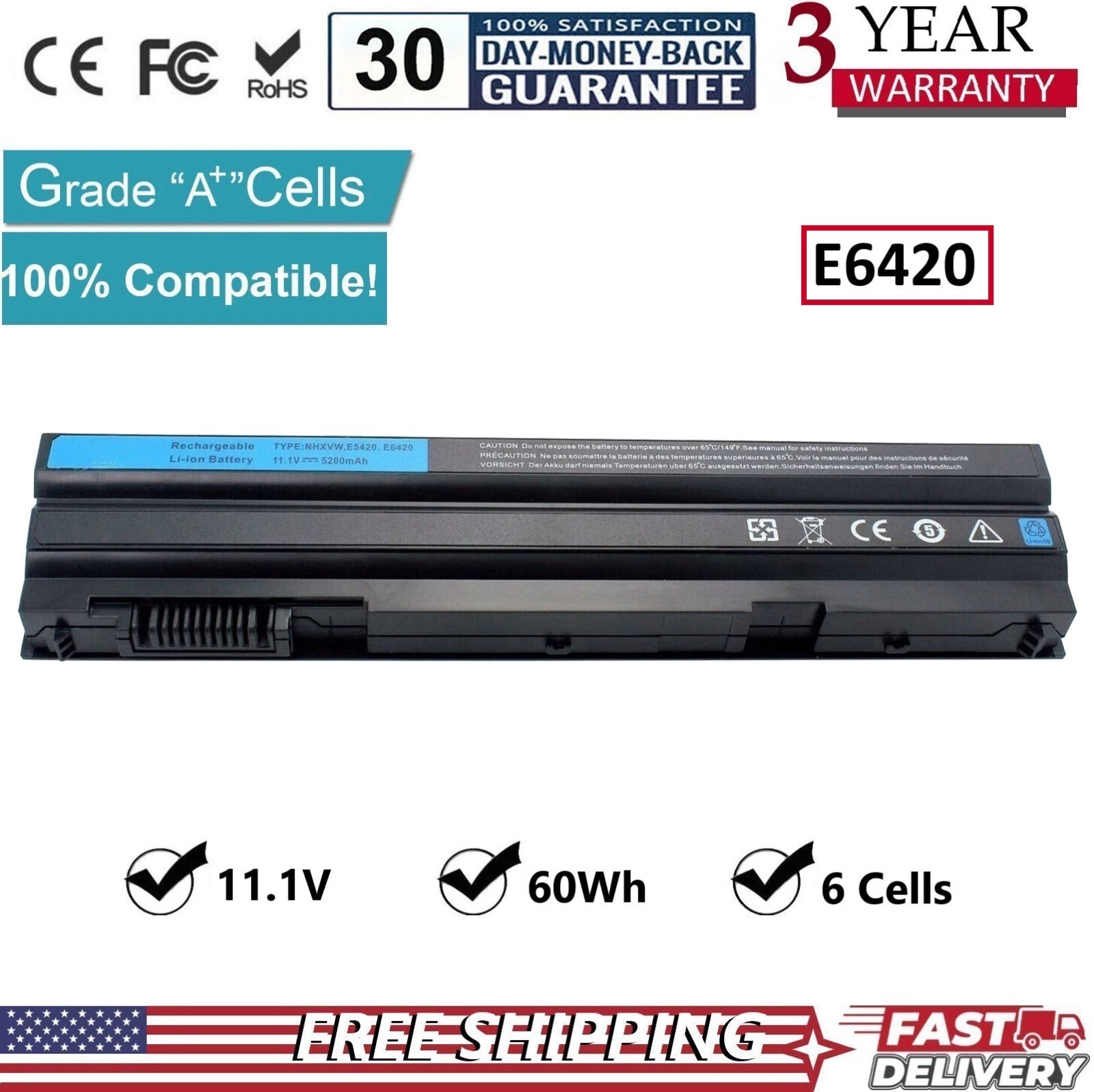 ✅Battery For Dell Latitude E5420 E5430 E5520 E6420 E6430 E6520 E6530 NHXVW T54FJ