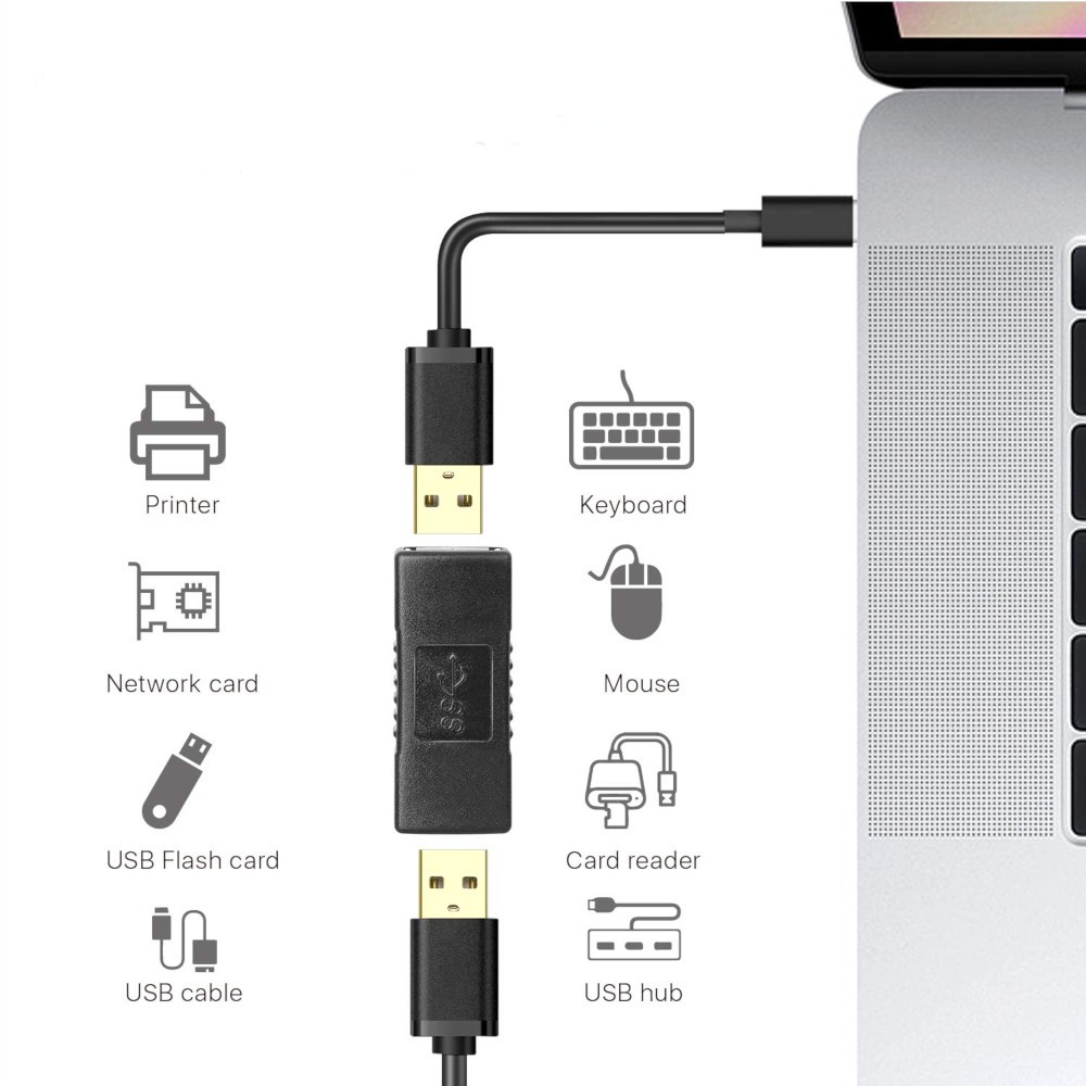 USB 3.0 Type A Female to Female Extension Connector Adapter F/F, Black