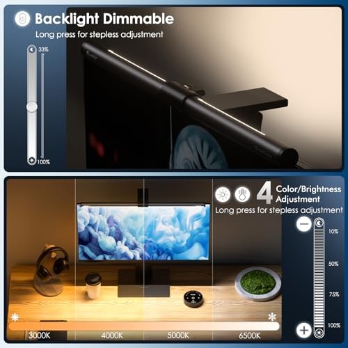 Computer Monitor Light Bar with Remote, Eye-Care Monitor Light Backlight Gray