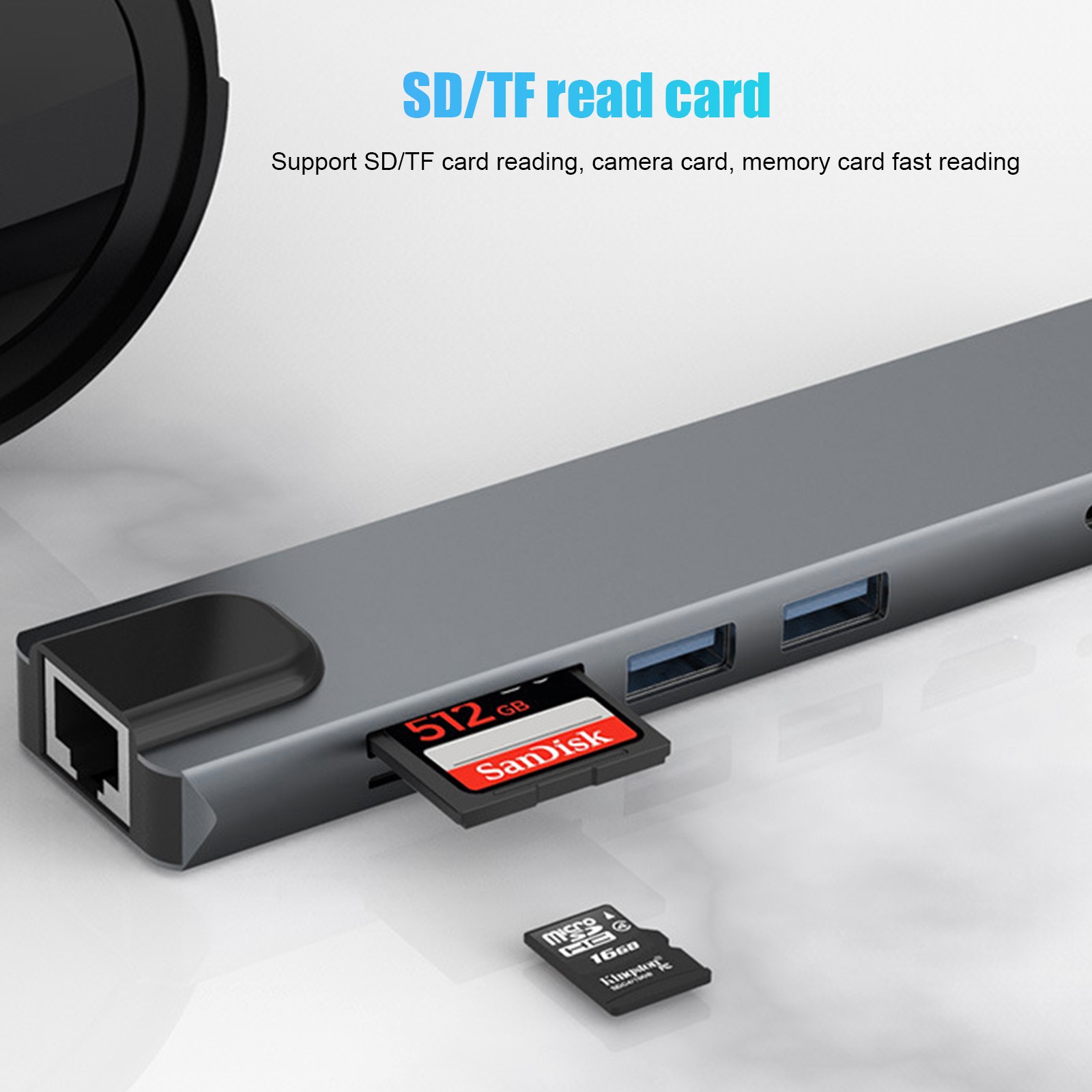 8 in 1 USB-C Hub Type C To USB 3.0 4K HDMI PD Adapter For iPhone Macbook Pro/Air