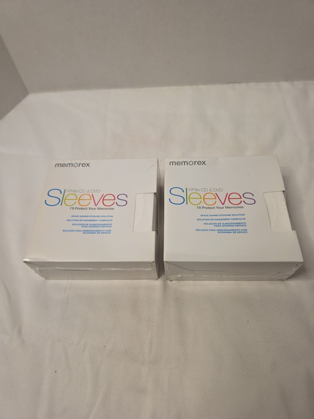 LOT (2) 100pk Memorex Brand White Color CD DVD Paper Sleeve w Window/Flap New