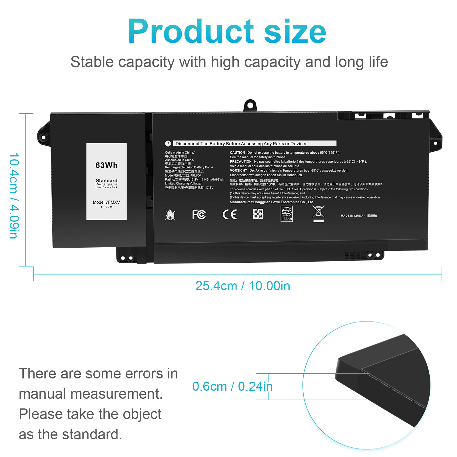 7FMXV Battery Replacement for Dell Latitude 5320 7320 7420 2-in-1 7520 9JM71