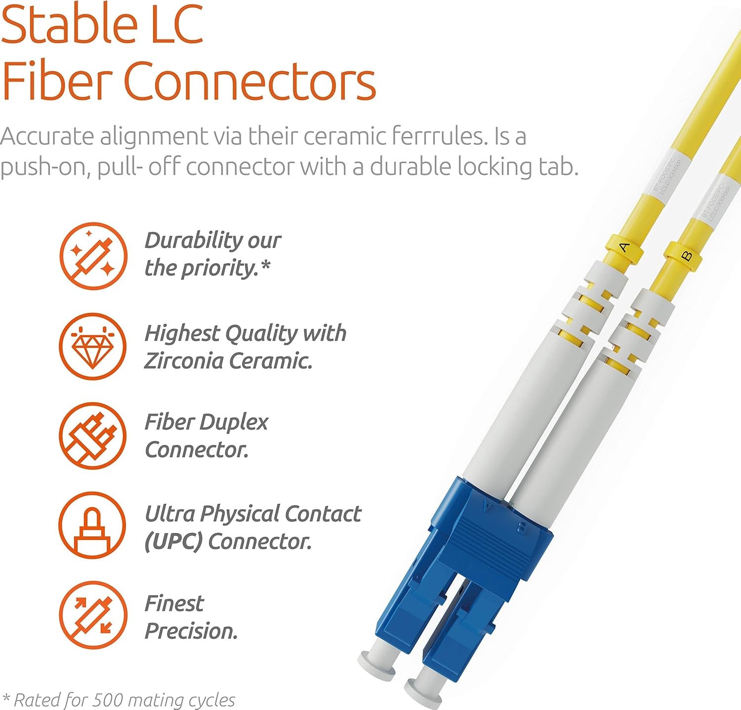 2m (6.56ft) LC to LC Fiber Patch Cable – UPC Single-Mode Duplex Fiber Optic Cabl