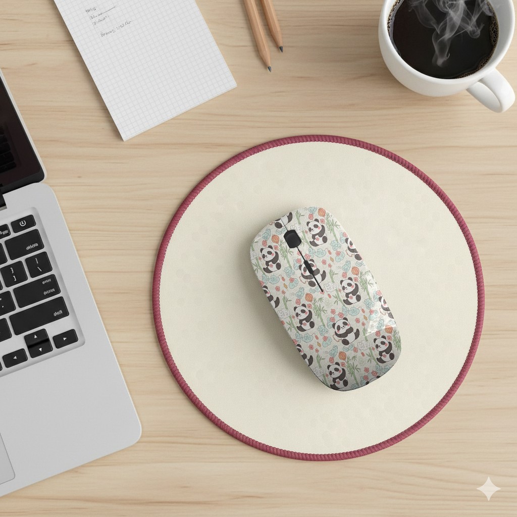 Pandas Bamboo Lanterns Pattern, Optical Wireless Mouse, Desktop Laptop Mice