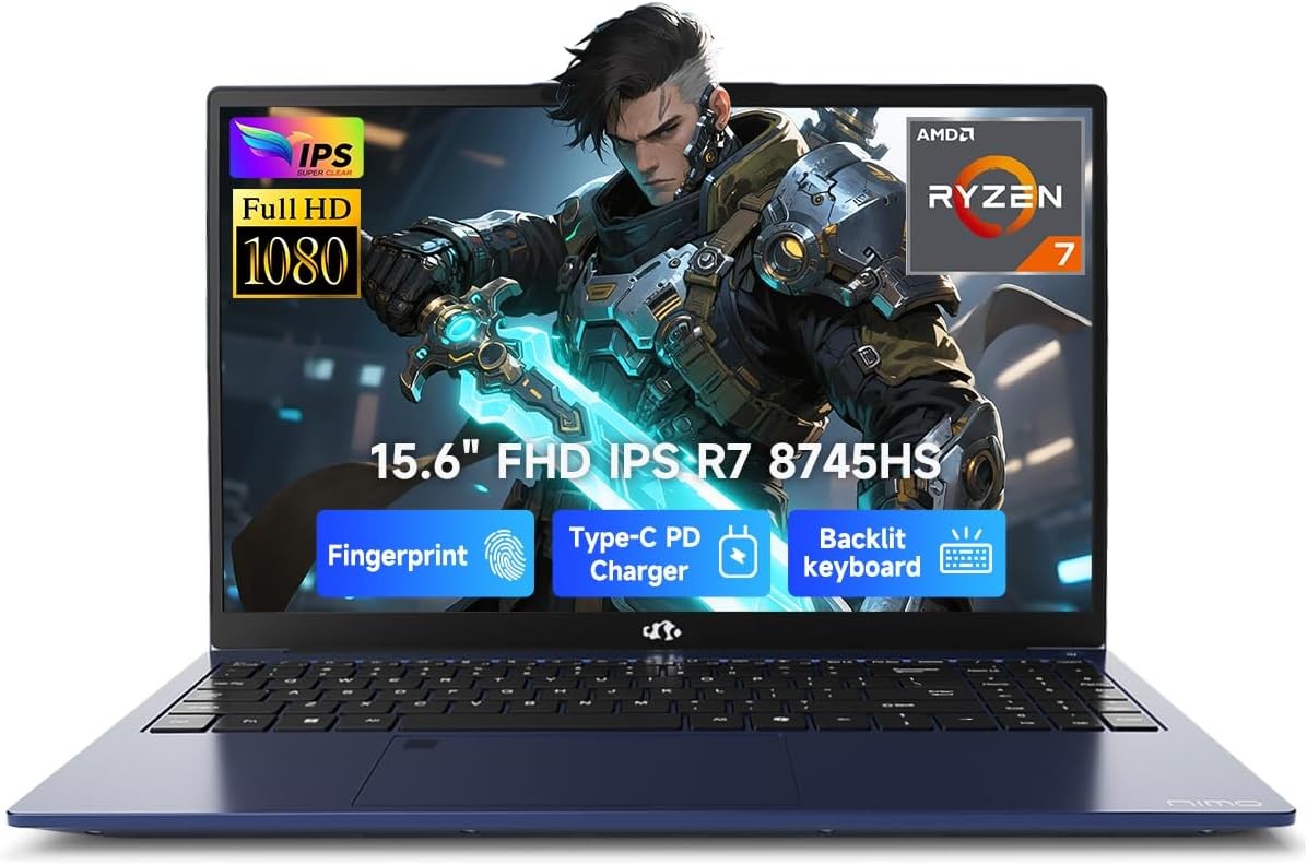 NIMO 15.6″ IPS FHD-Gaming-Laptop, AMD Ryzen 7 8745HS 16GB DDR5 RAM 1TB SSD