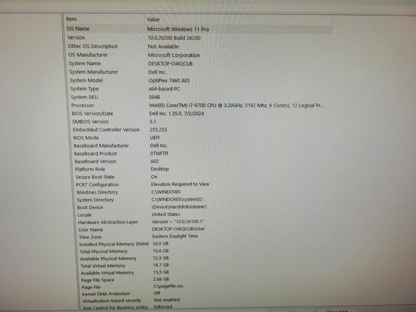 Dell Optiplex 7460 AIO Intel Core i7-8700 3.20GHz 16GB Ram 240GB SSD Wi-Fi USB-C