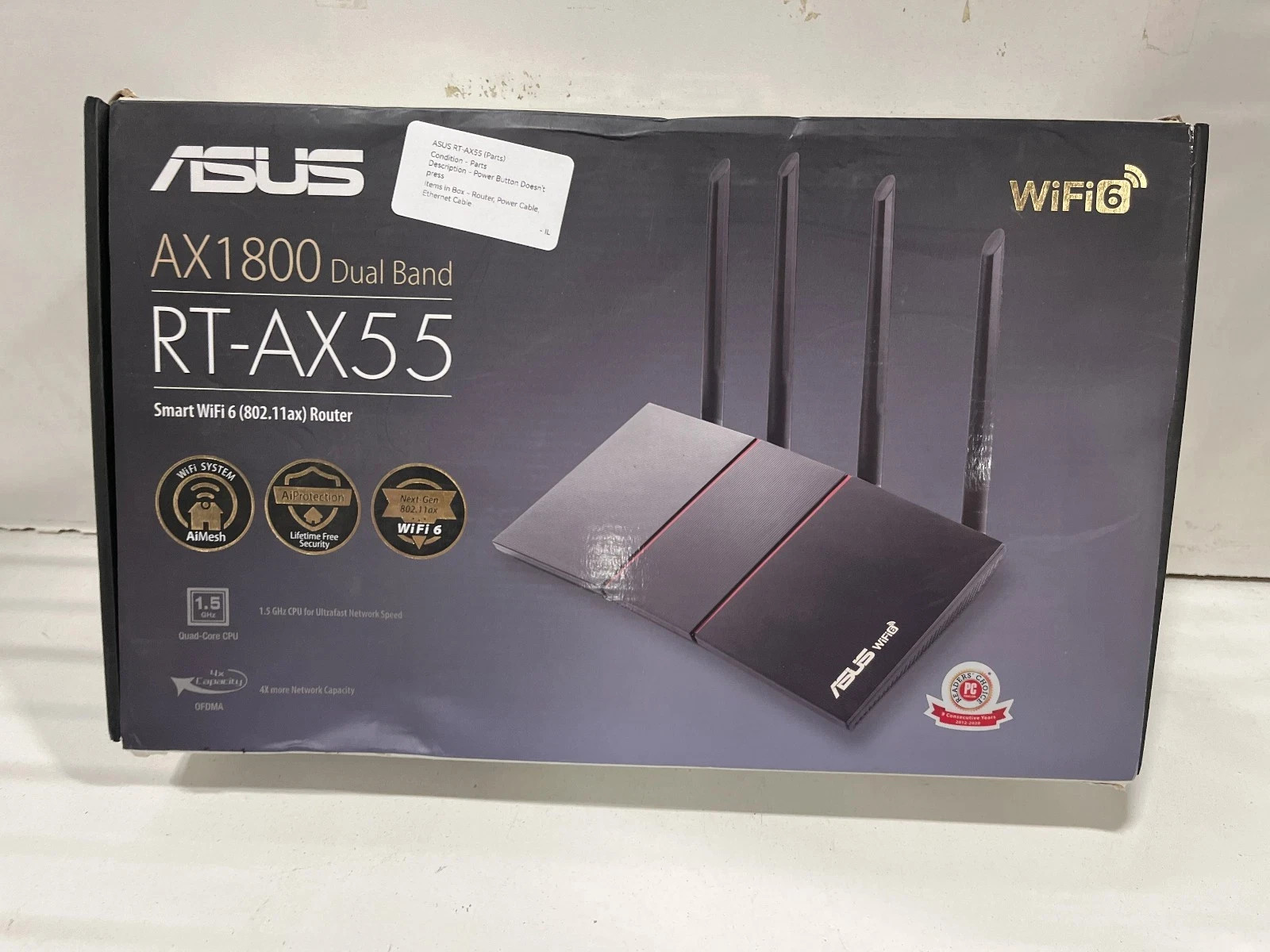 ASUS AX1800 1800Mbps 4 Ports WiFi 6 Router – Black (RT-AX55) – NEW