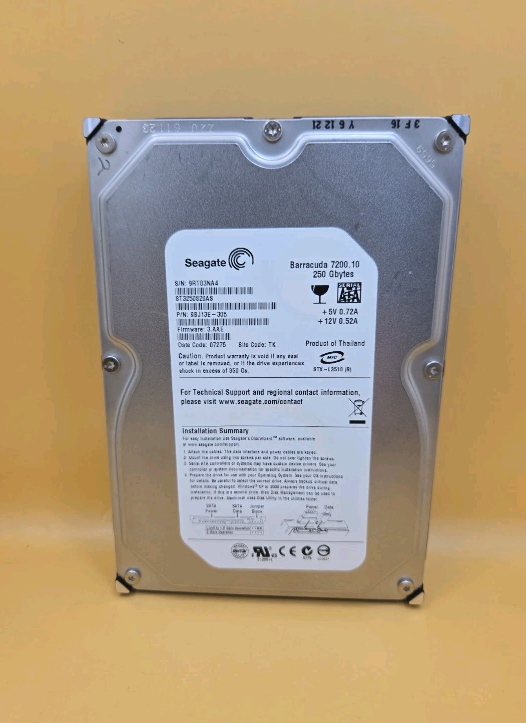 Seagate Barracuda 7200.10 250GB ST3250820AS 7200RPM PATA IDE 3.5″ HDD Hard Drive