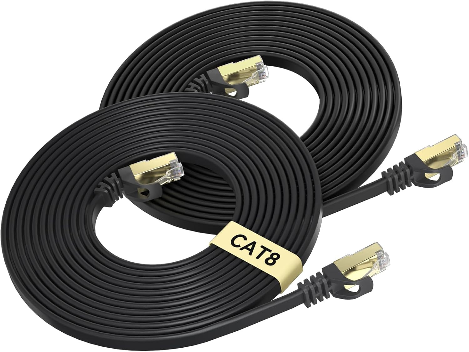 Cat 8 Ethernet Cable 1 FT 2-Pack, 40Gbps 2000Mhz Cat8 High Speed Flat Internet N