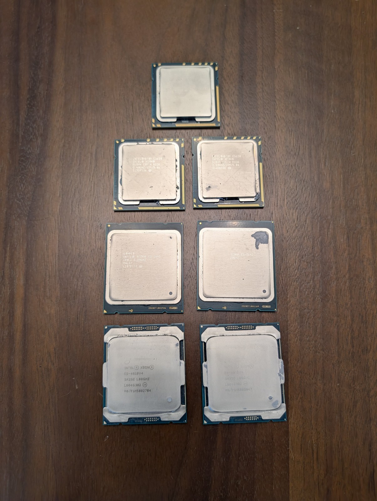 Lot of 7 Intel Xeon CPUs E5620 E5-2643 E5-4610 v4 LGA1366 LGA2011 LGA2011-3