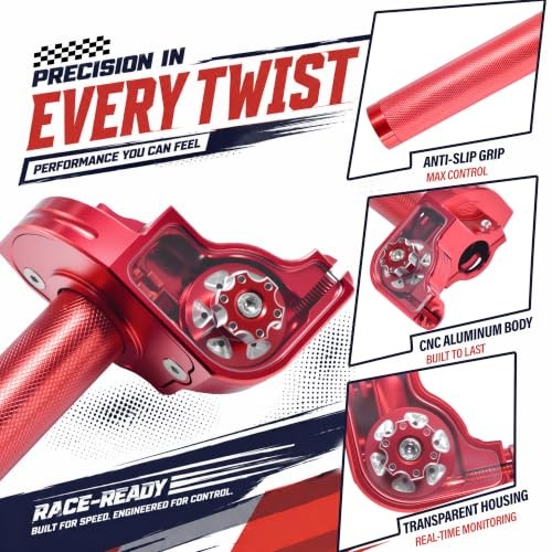 7/8″ 22mm CNC Quick Twist Throttle Kit – Universal Aluminum Assembly Type A Red