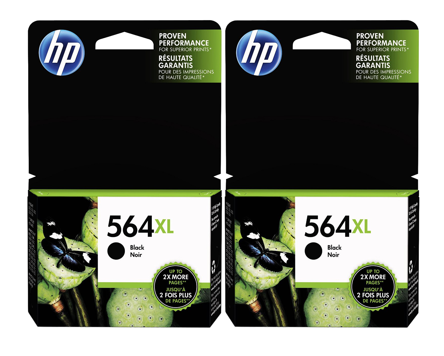 GENUINE NEW HP 564XL (CN684WN) Black Ink Cartridge 2-Pack