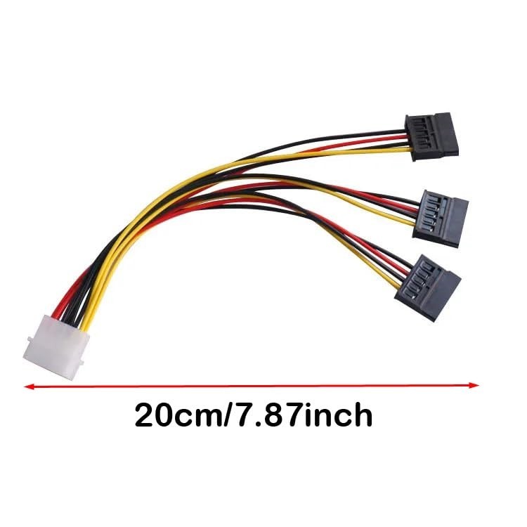 3 Pack 4Pin Molex to 3X Sata 15Pin Splitter Connector Power Supply Cable Adapter