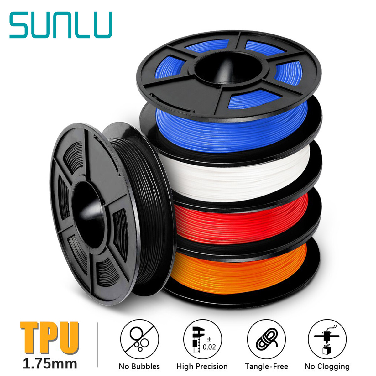SUNLU 95A TPU 3D Printer Filament 1.75mm Flexible TPU 0.5KG/Spool +/-0.03mm Lot