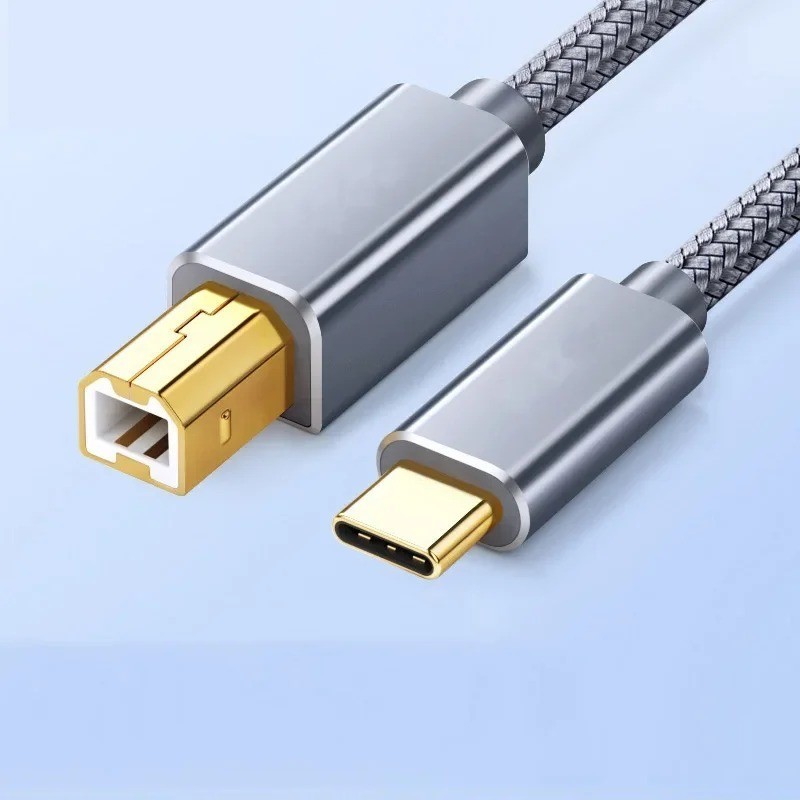 USA USB-C to USB-B 2.0 Cable For Nylon Epson HP Canon Brother Printer Scanner