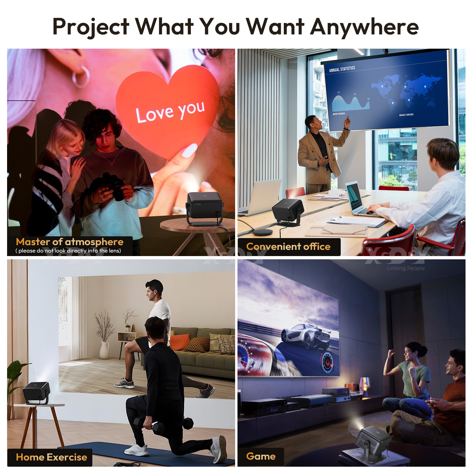 XGODY 4K FHD 18000LMS LED Projector Home Theater WiFi Bluetooth Android 1080P
