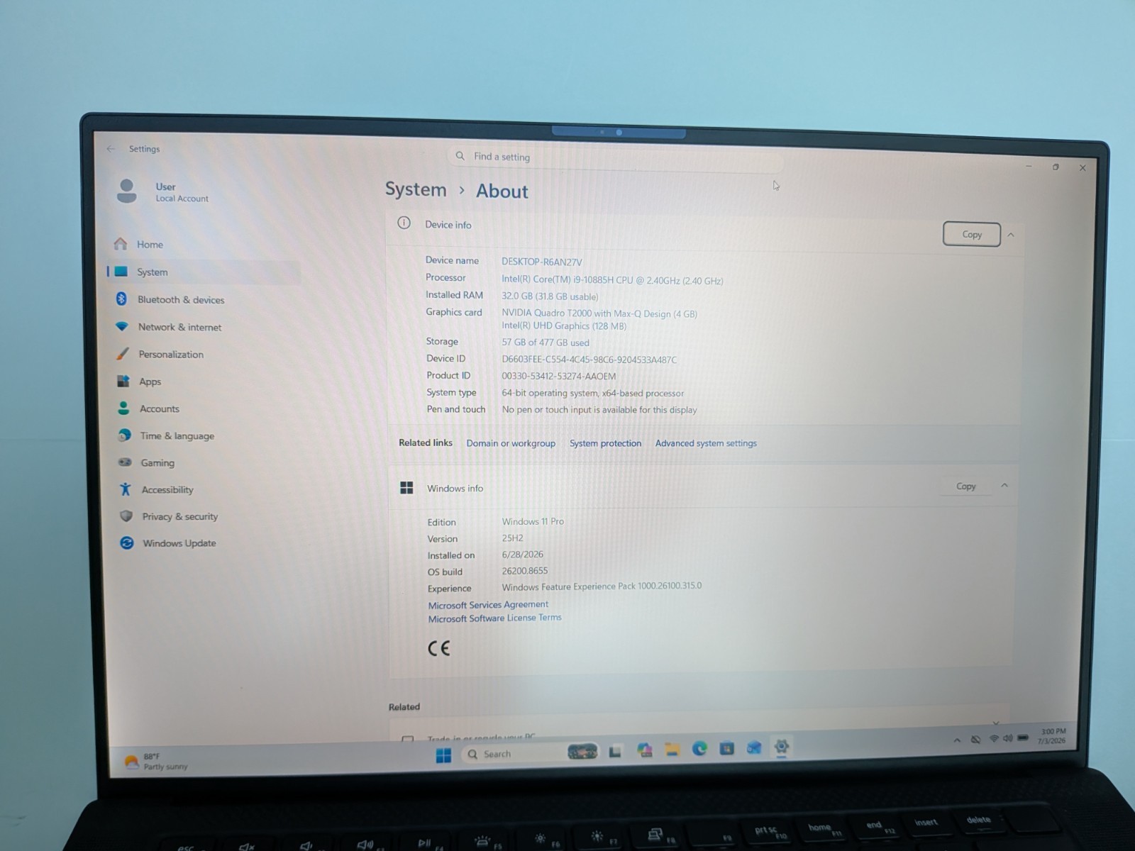 Dell Precision 5550, Core i9, 32GB RAM, 512GB SSD, NVIDIA Quadro T2000, Win 11
