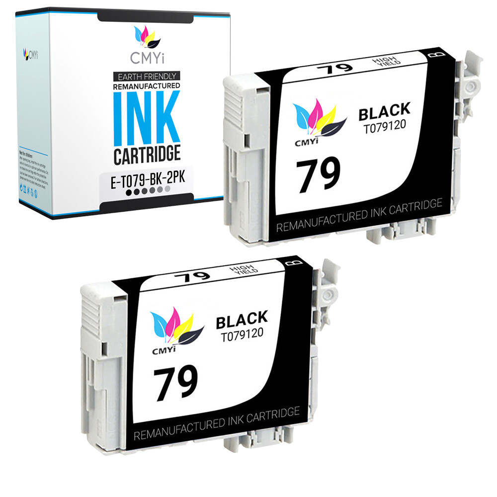 T079 Black Color Ink Cartridges for Epson 79 Fits Artisan 1430 Stylus Photo 1400