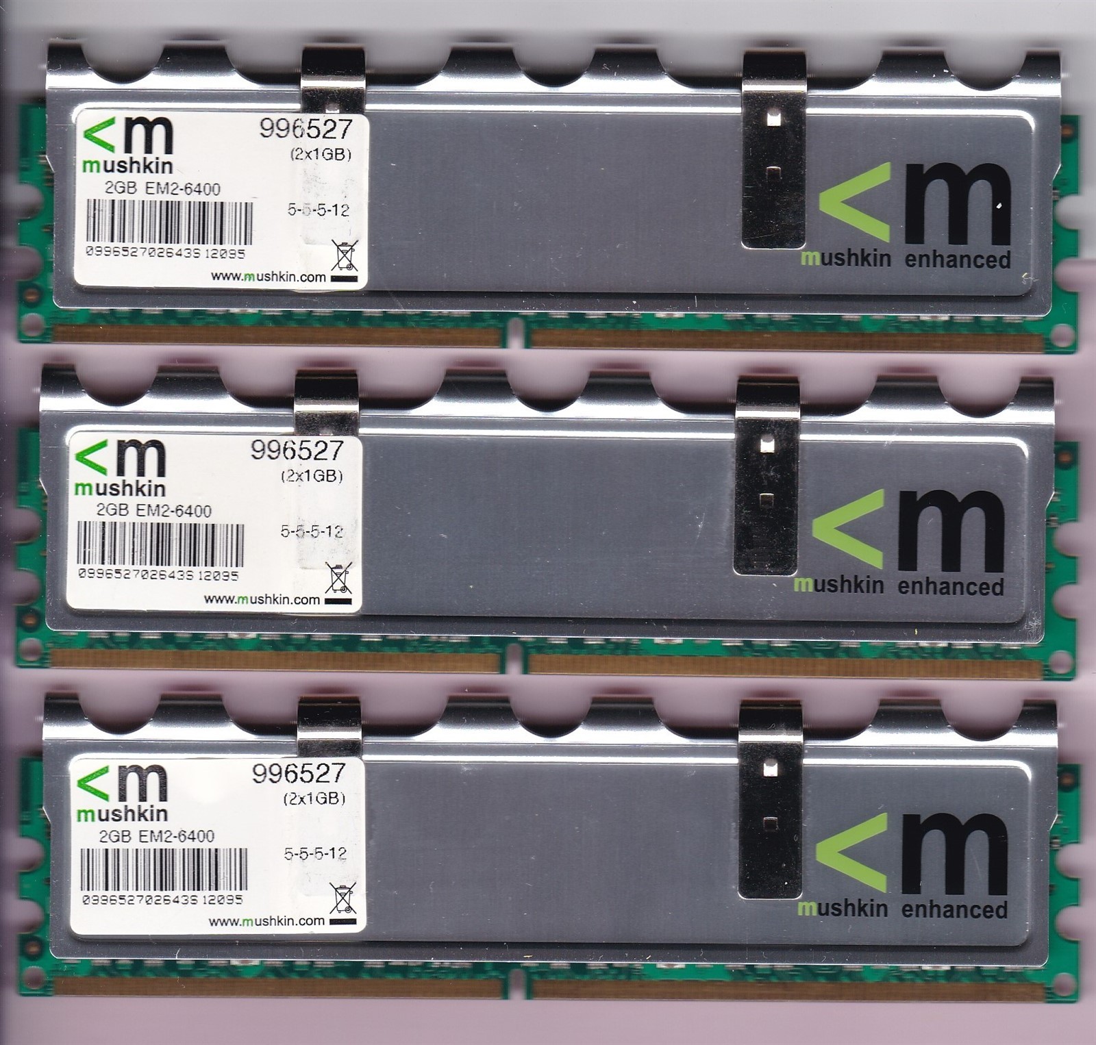 3GB 3x1GB MUSHKIN ENHANCED DDR2-800 996527 EM2-6400 PC2-6400 Ram Memory Kit DIMM