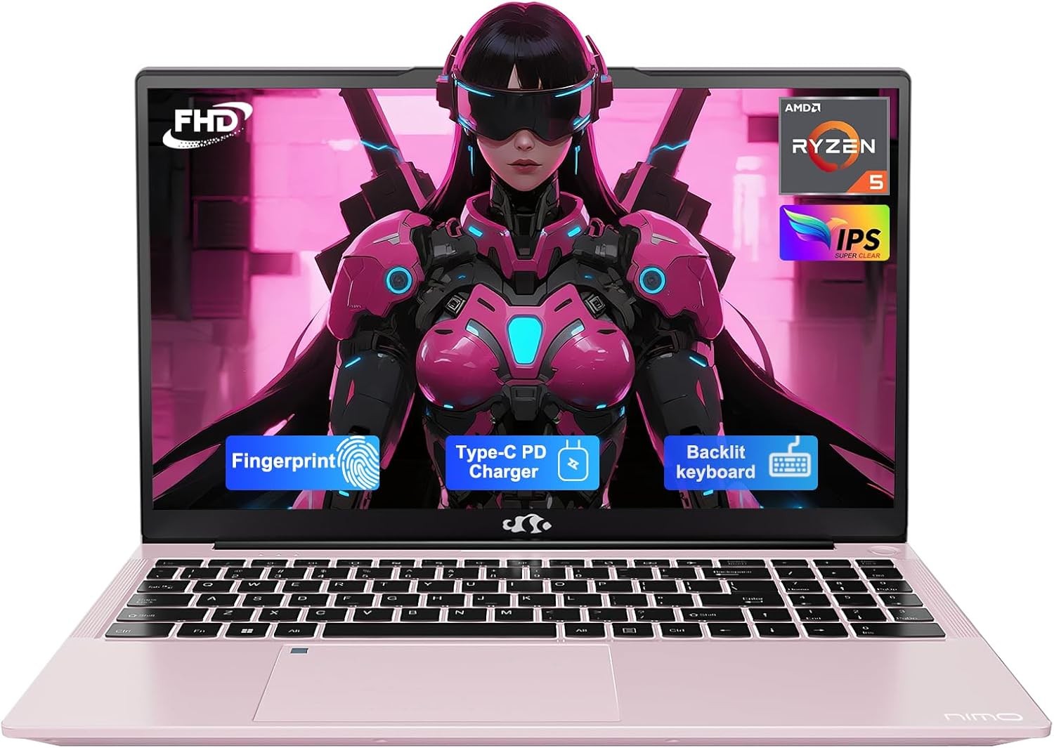 NIMO 15.6” IPS FHD-Laptop, AMD Ryzen 5, 8GB RAM 256GB SSD 4 Cores Up to 3.7GHz