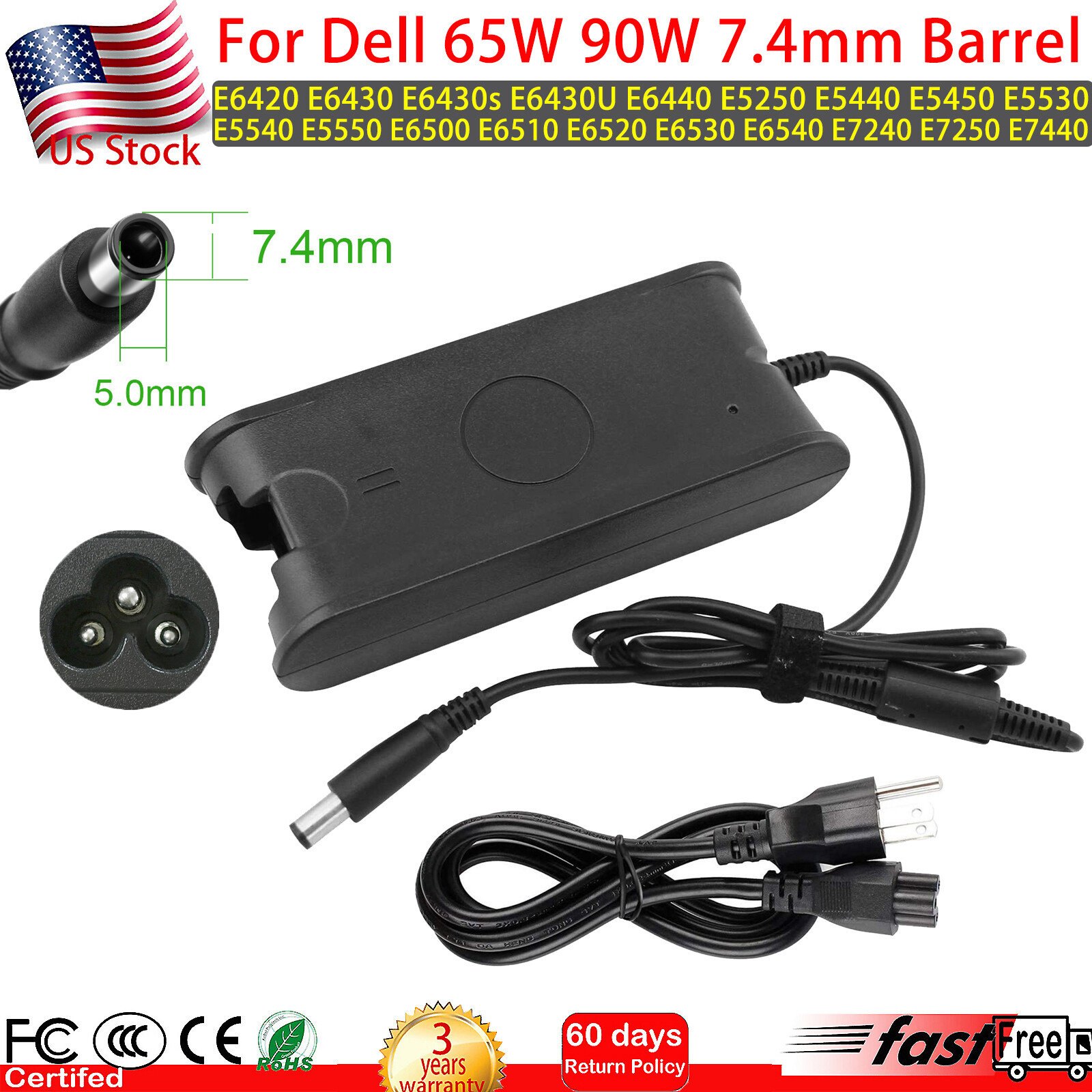 65W 90W For Dell Latitude E6410 E6420 E6430 E5530 Laptop Power Adapter Charger