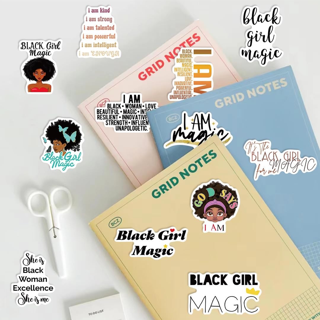 Black Girl Magic Stickers – 50 Pcs Planner 1.57-2.76 inch,