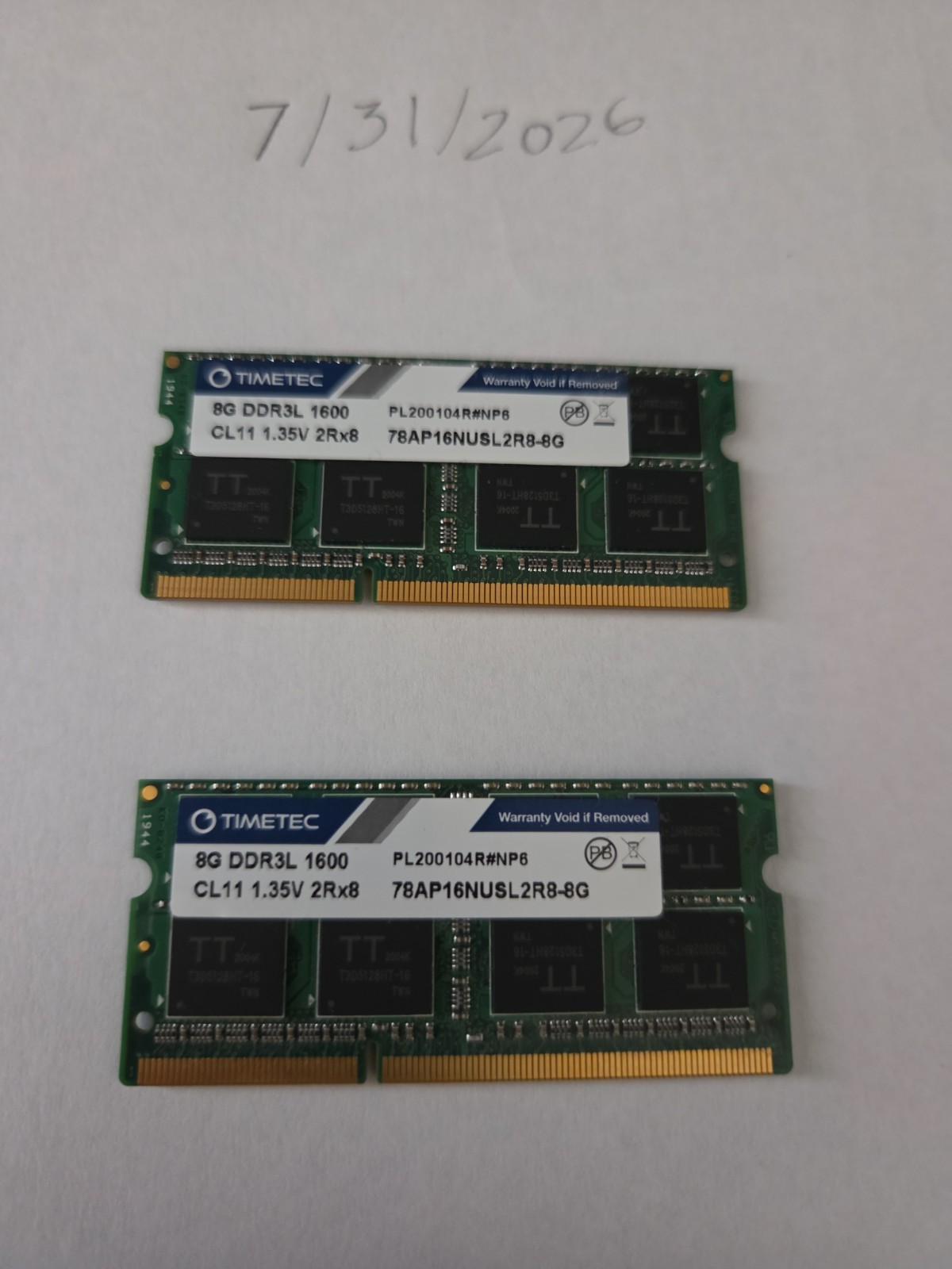 Timetec DDR3L 16GB 2 x 8GB 1600 MHz Laptop RAM Sodimm Memory 1.35V