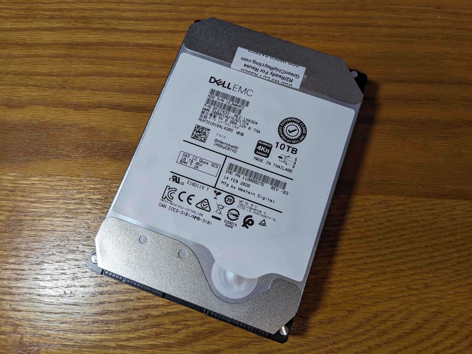 HGST 10TB He10 7.2K SAS 3.5″ Hard Drive HDD Dell HUH721010AL4205 – 100% Health