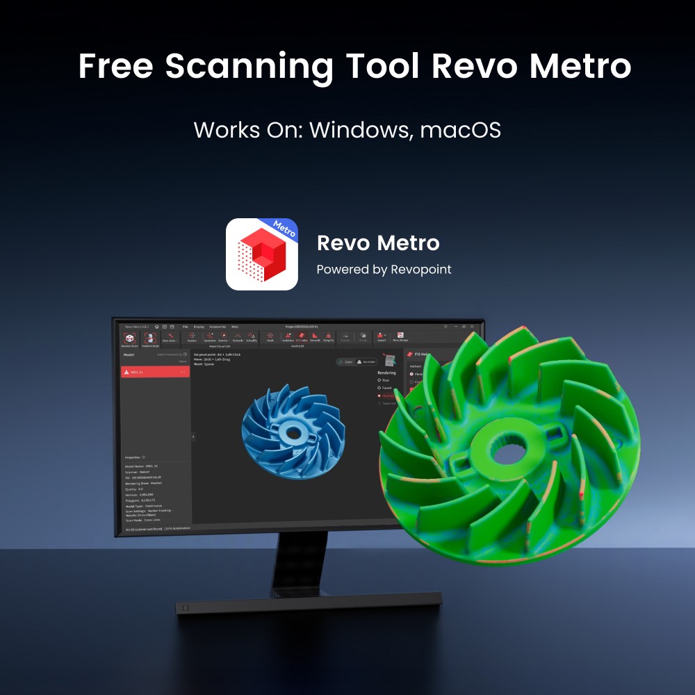 Revopoint MetroX 3D Laser Scanner For CAD Designer 0.01MM Handheld Laser Scanner