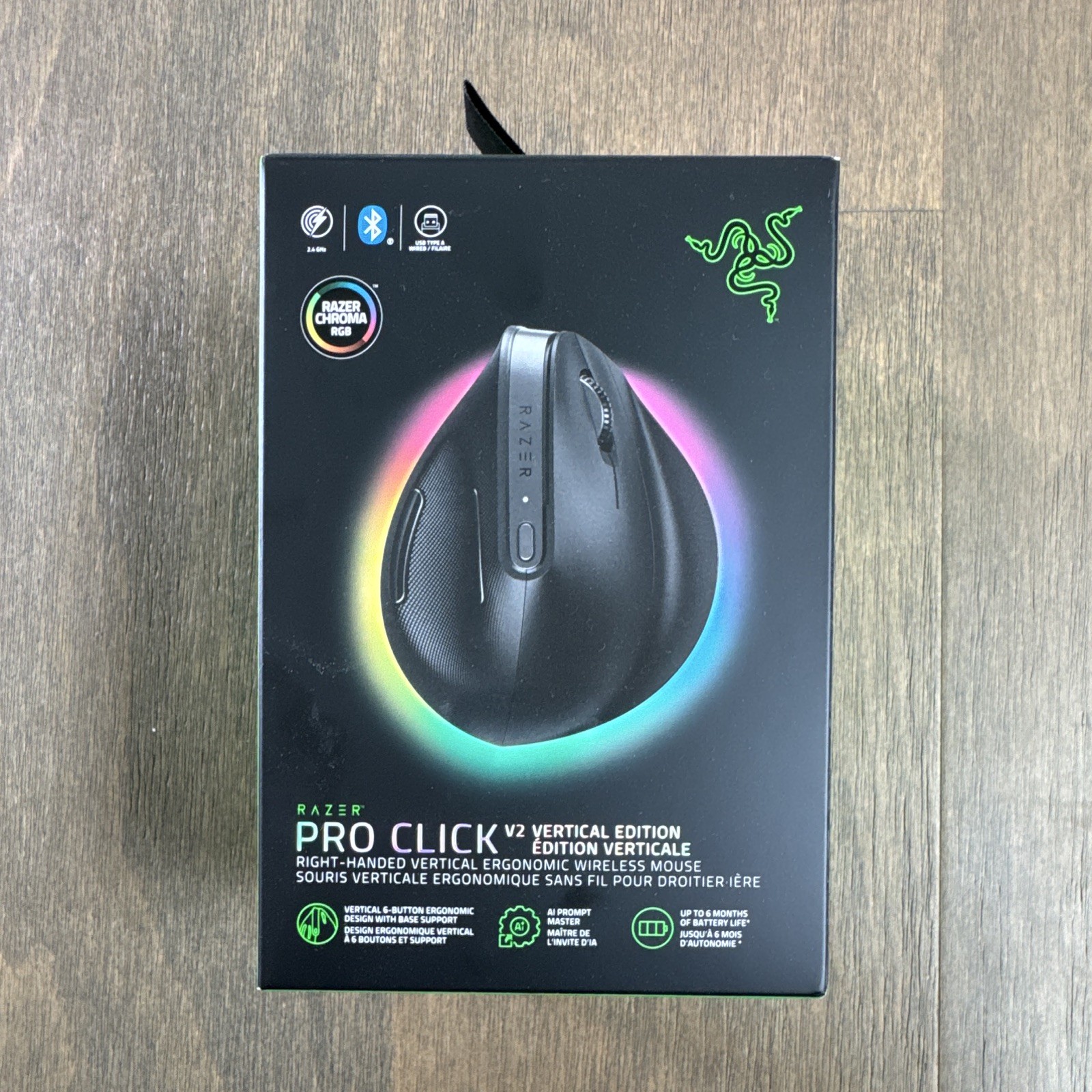 Razer Pro Click V2 Vertical – Right-Handed Ergonomic Gaming Mouse (In Box)