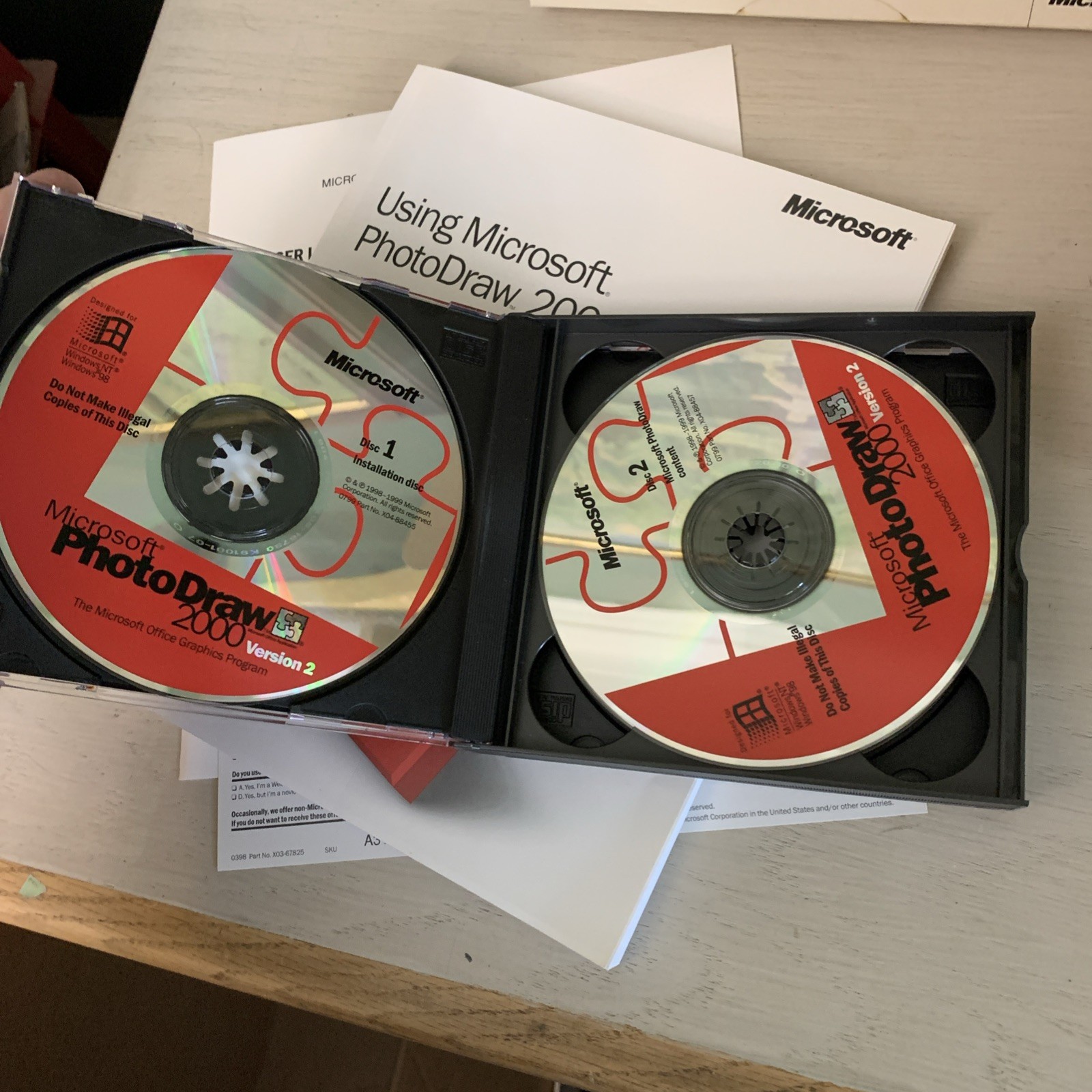 Microsoft PhotoDraw 2000 Version 2.0 – Open .MIX Files – 3 Disc Set – Open Box