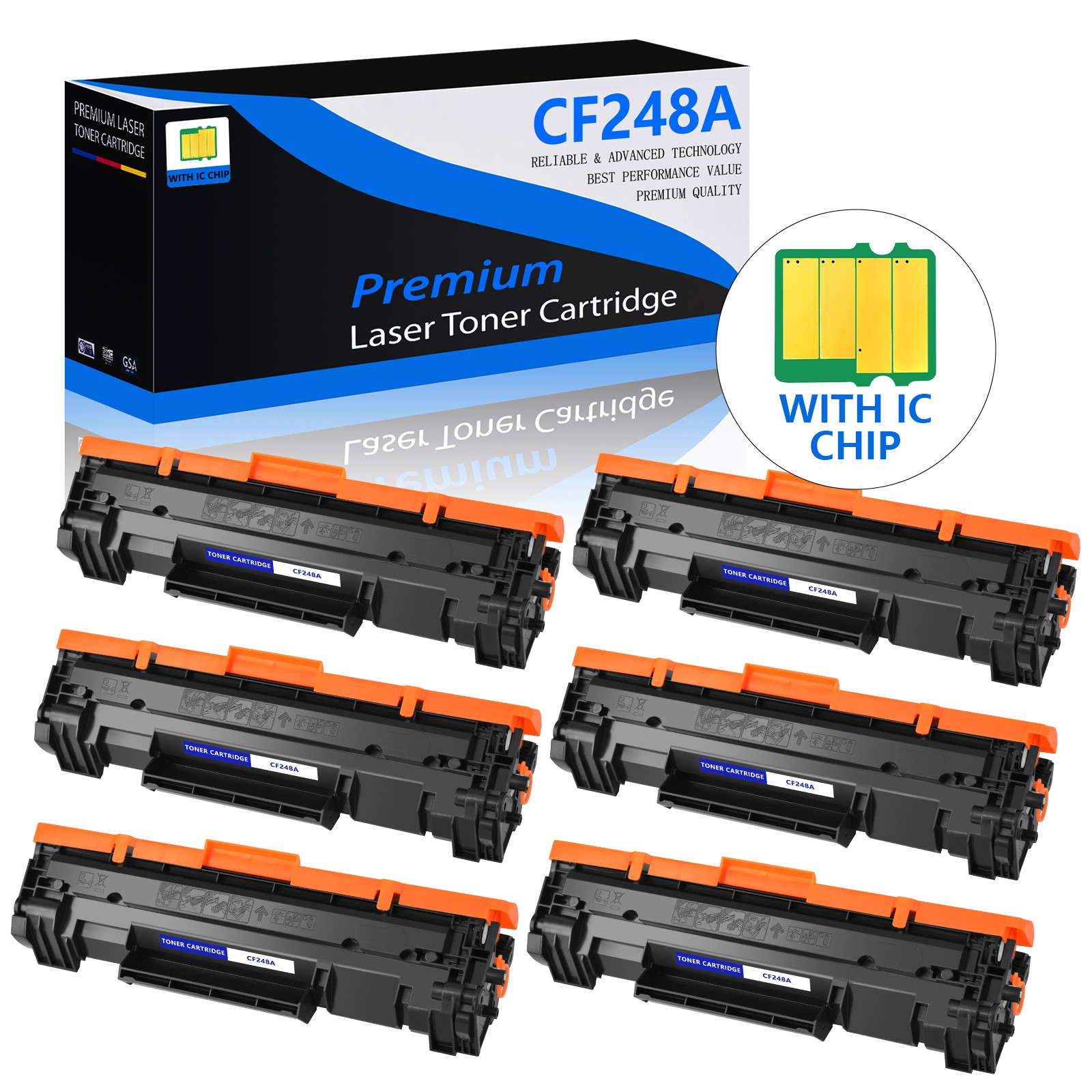 for HP CF248A 48A Toner Cartridge LaserJet Pro M15a M15w M16a M16w – 6 Pack