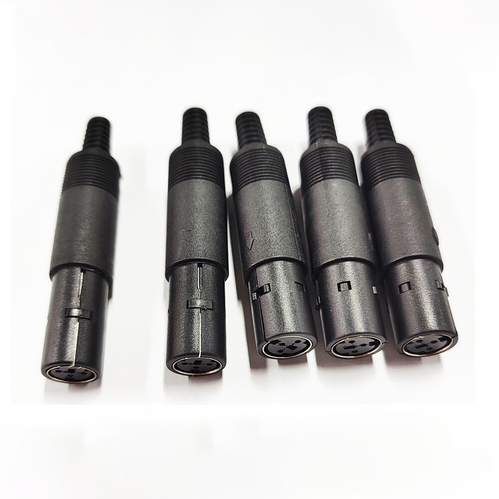 5 PCS Mini DIN Plug Jack Connector with Black ABS Plastic Handle 3pin to 8pin