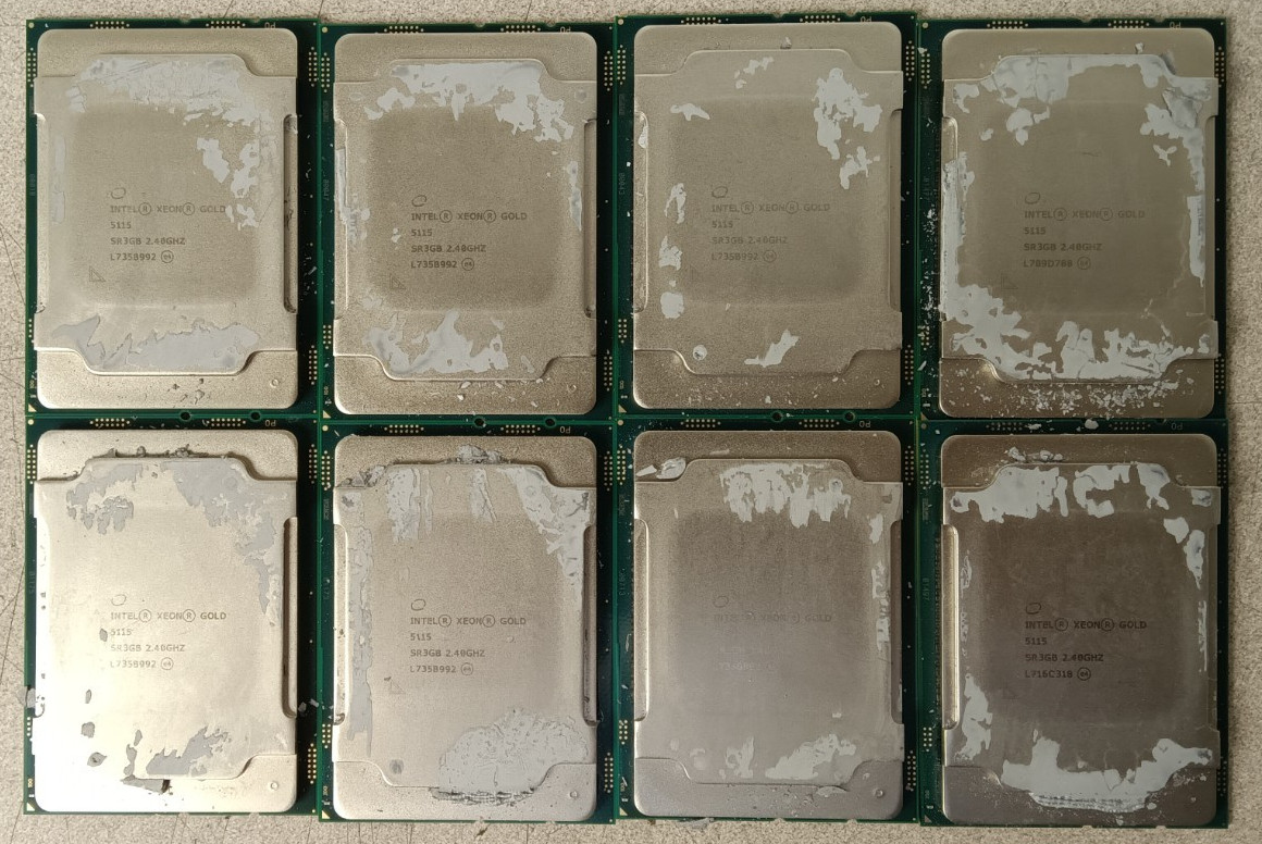 Lot of 8 SR3GB Intel Xeon Gold 5115 10-Core 2.40GHz 13.75MB 85W LGA3647