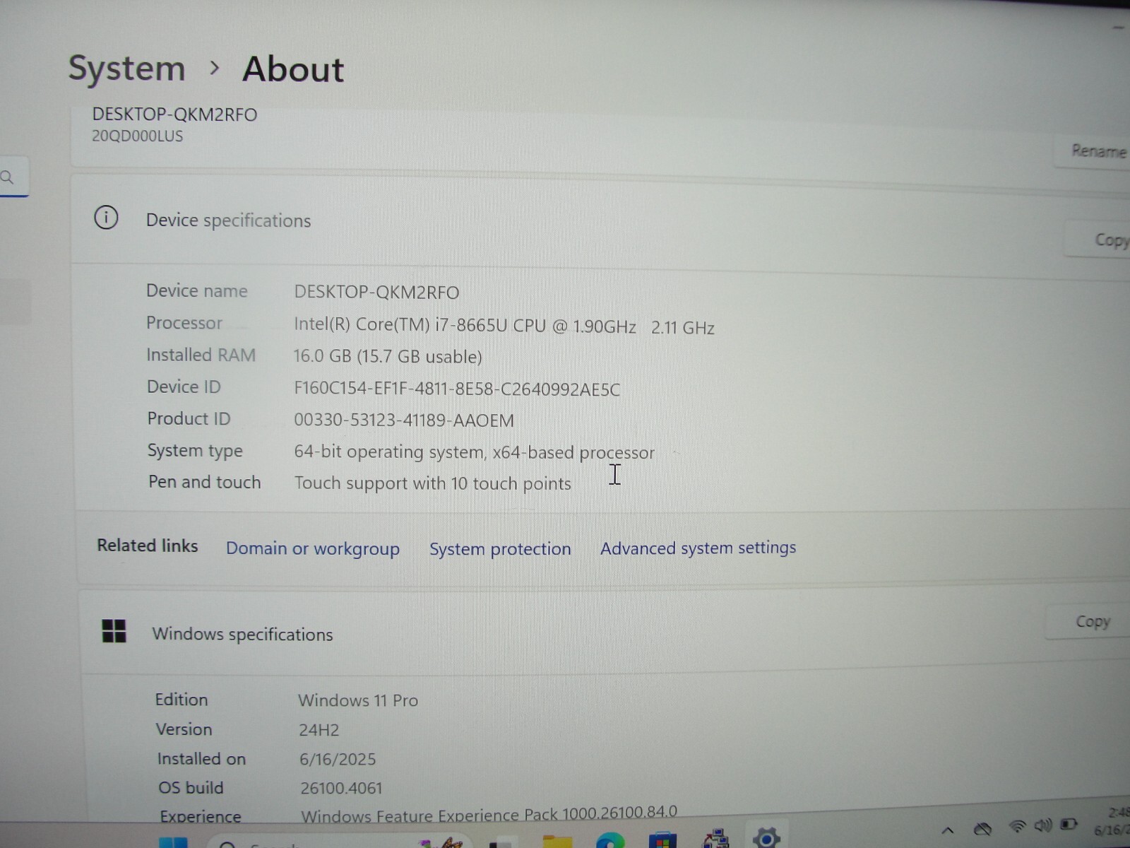Lenovo ThinkPad X1 Carbon Gen 7 14”TOUCH FHD Core i7-8665U 1.9GHz 16GB 512GB SSD