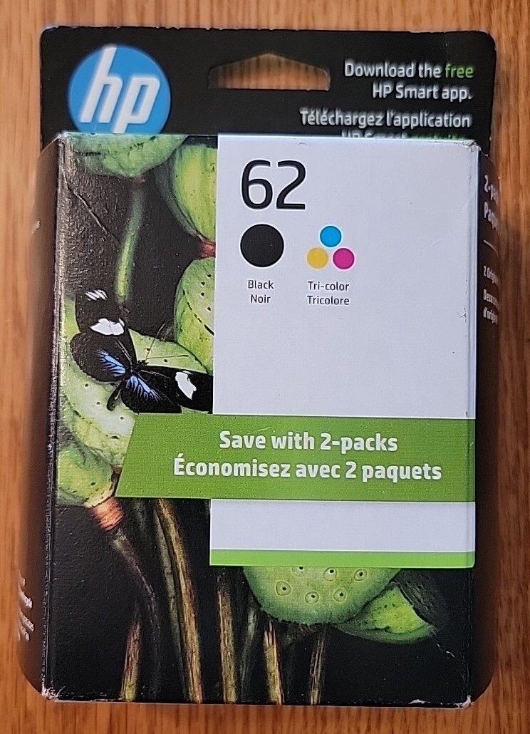 Genuine HP 62 Black & Tri-Color Ink Cartridges N9H64FN Combo Pack EXP 5/2024