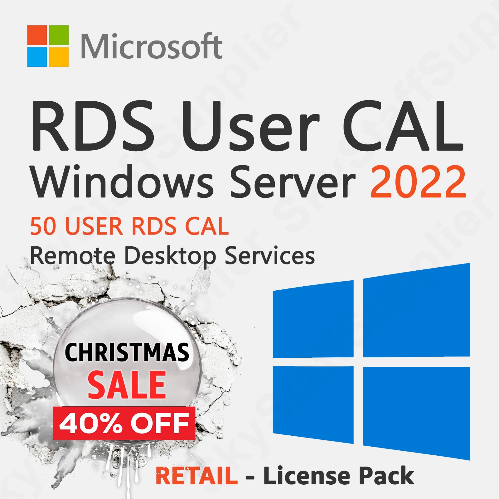 Windows Server 2022 Remote Desktop RDS License 50 Users FULL NEW RETAIL PACK