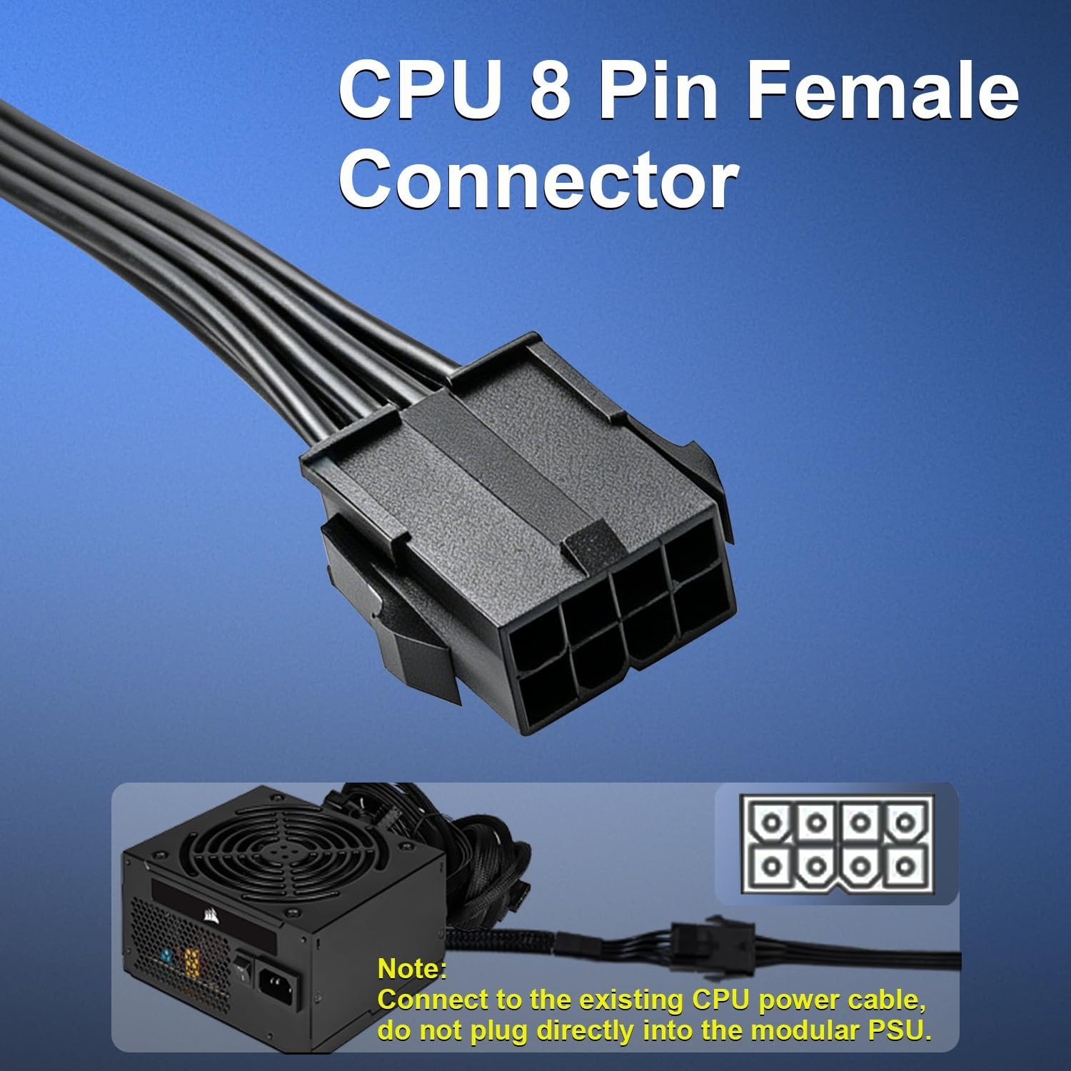2-Pack CPU 8 Pin Extension Cable, Motherboard ATX CPU 8 Pin 4+4 Male to Femal…