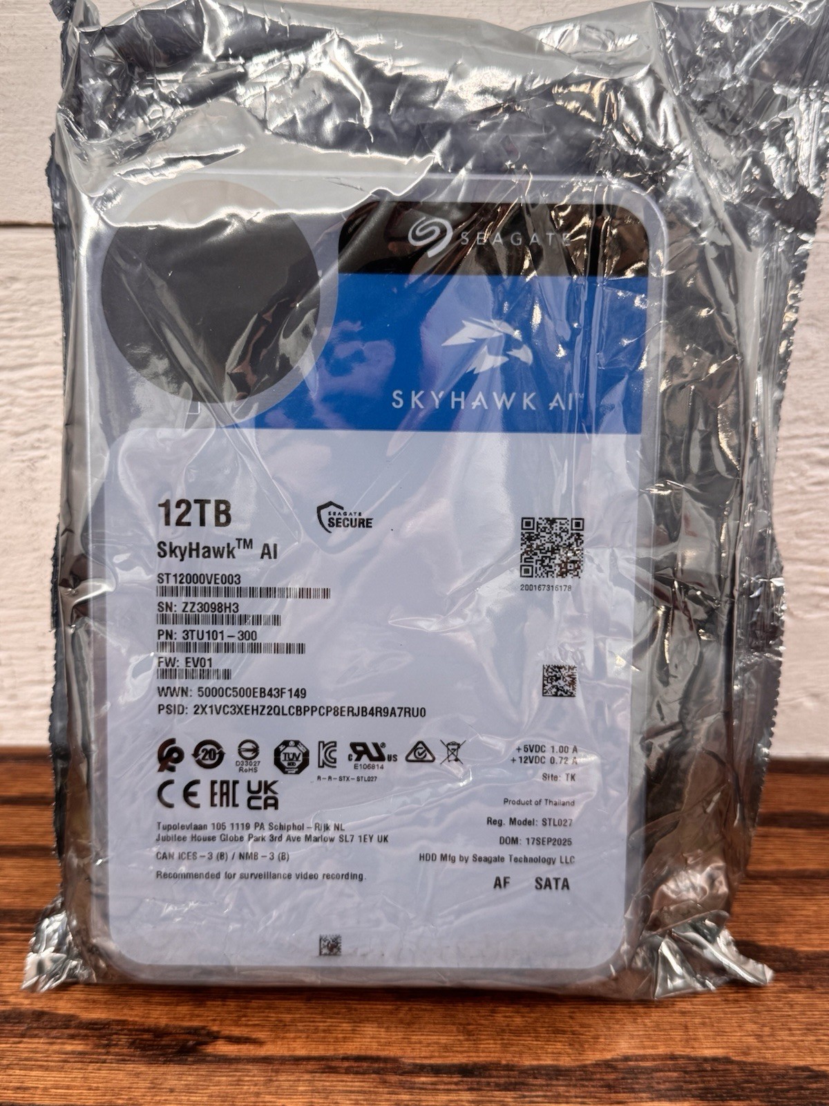 Seagate SkyHawk AI 12TB SATA 3.5” HDD ST12000VE003 Surveillance Drive