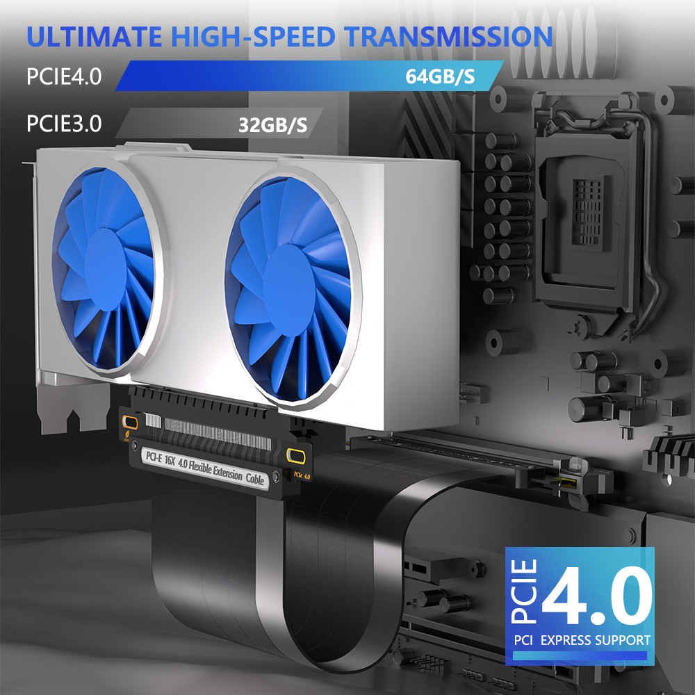 PCIE 4.0 Extension Cable High Speed Riser for GPU Extension Card Length 30cm