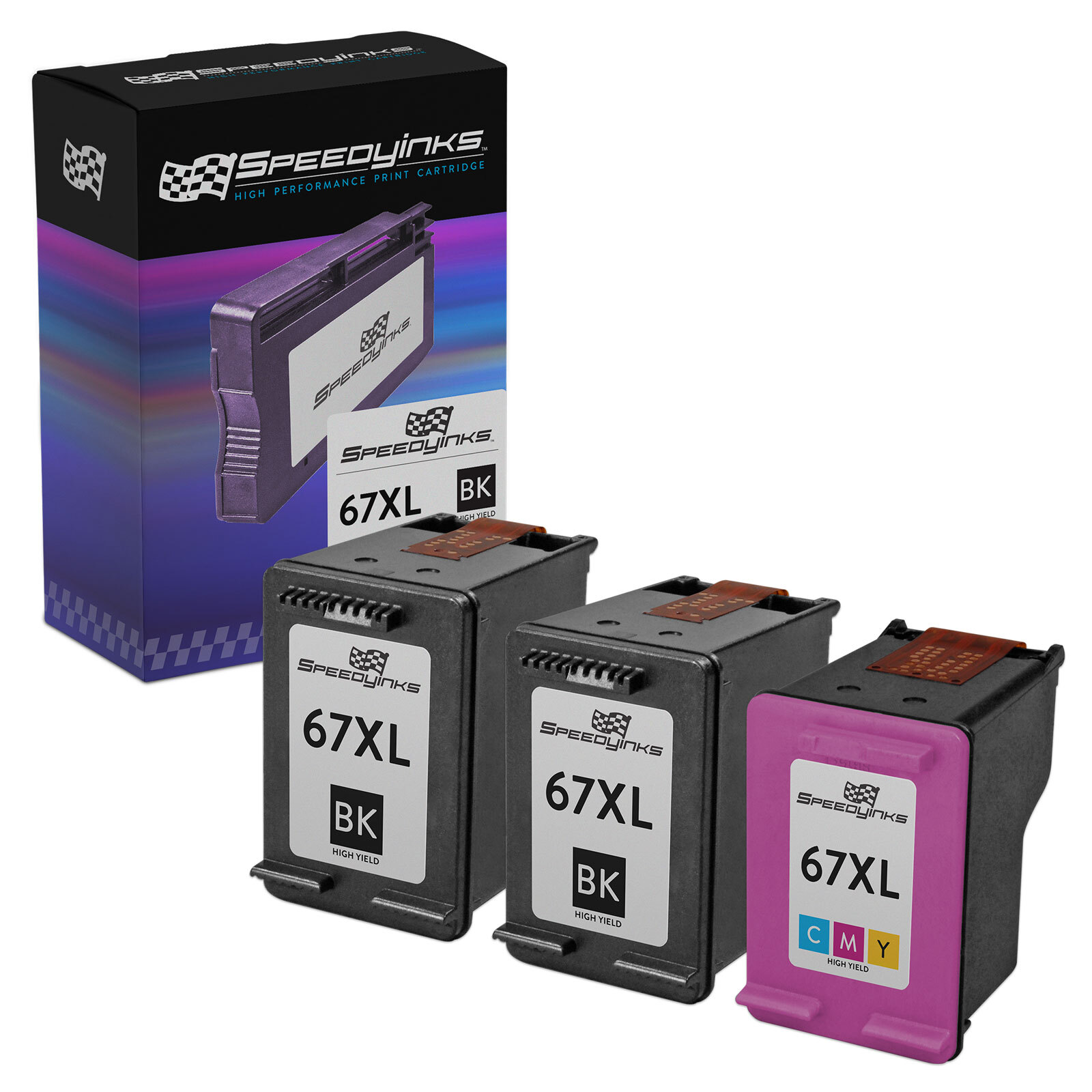 Speedy Replacement for HP 67XL HY Ink Cartridges 2 Black 3YM57AN 1 Color 3YM58AN