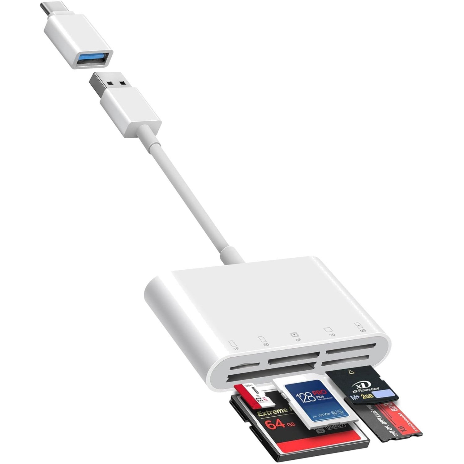 Multi-Function 5-in-1 USB & USB-C Memory Card Reader – Plug & Play Convenience