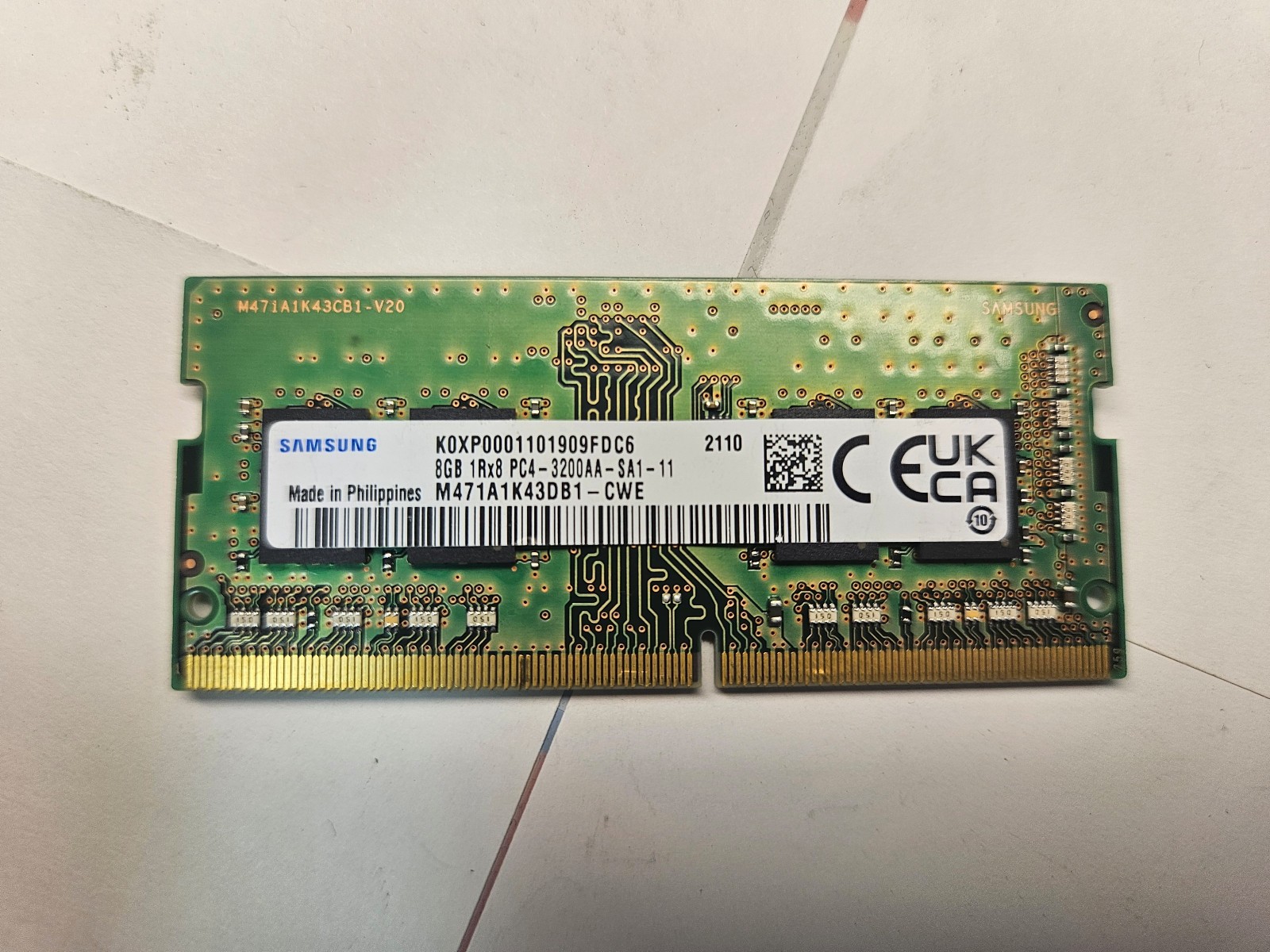 Samsung 8GB (1x8GB) PC4-3200AA DDR4 SODIMM Laptop RAM (M471A1K43DB1-CWE)